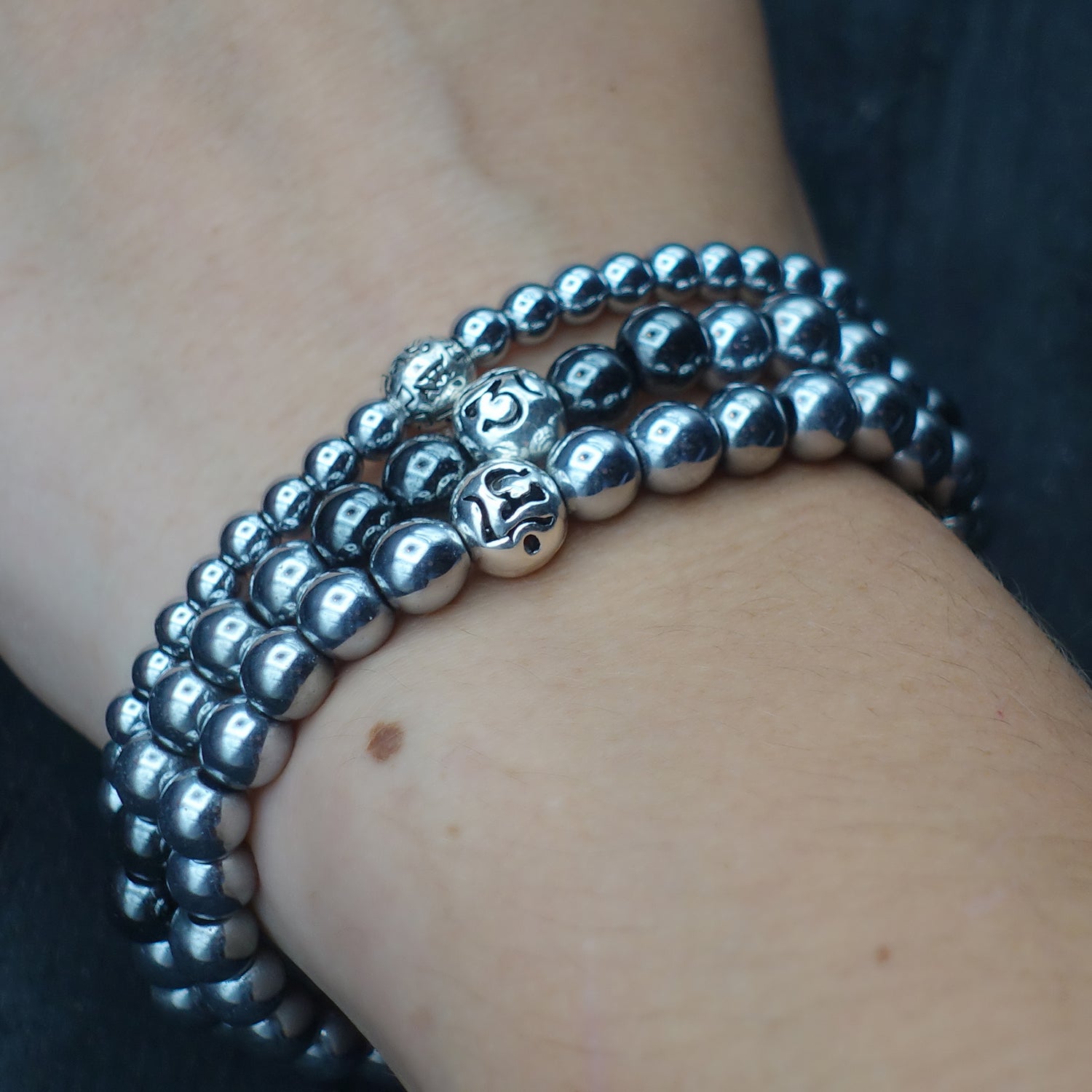 Silver  +  Black Hematite
