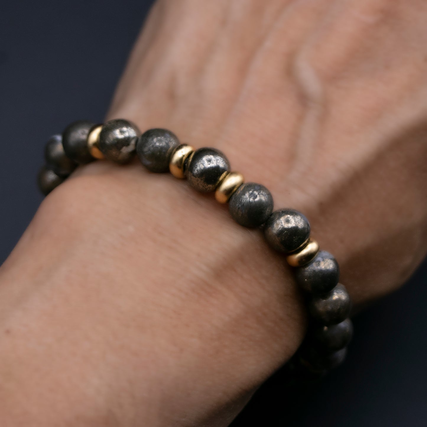 Gold + White Pyrite 8mm