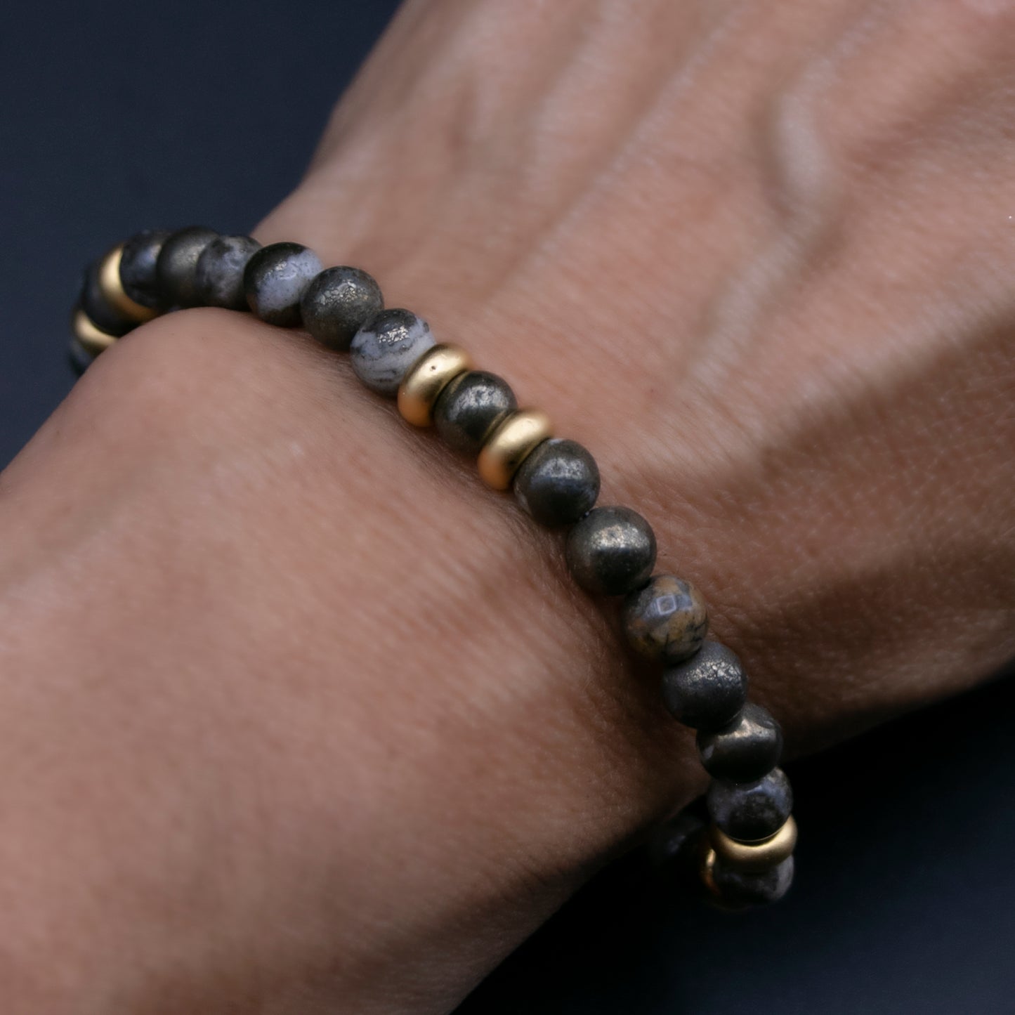 Gold + White Pyrite 6mm