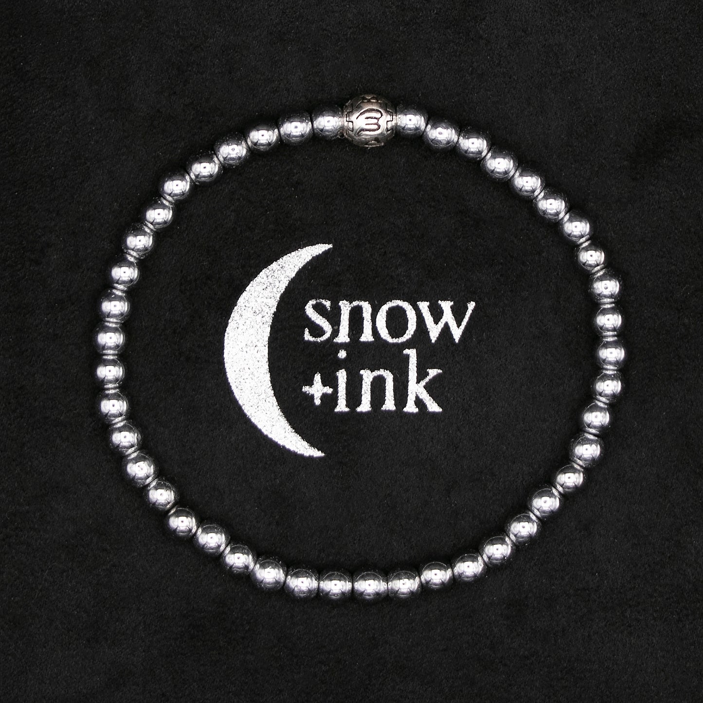 Silver Hematite  Bracelet 4mm