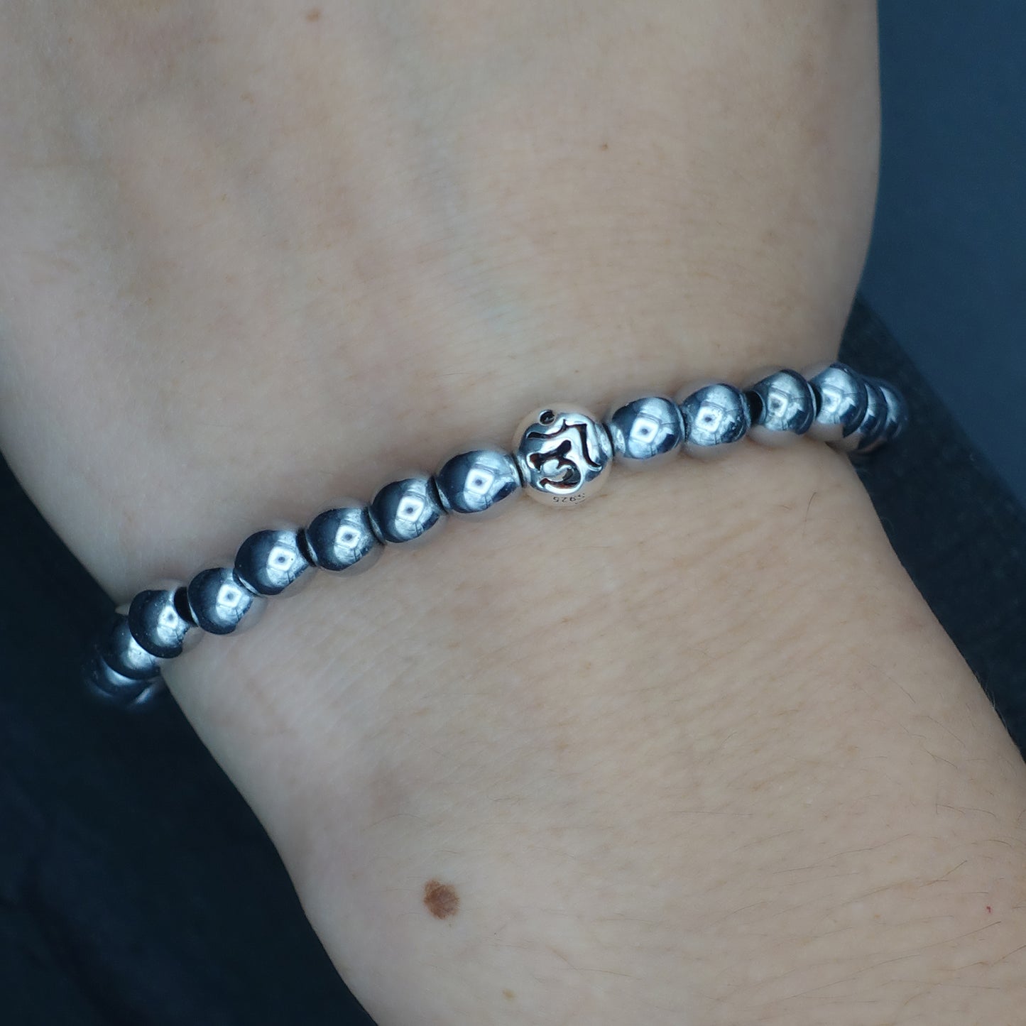 Silver Hematite Crystal Bracelet 6mm