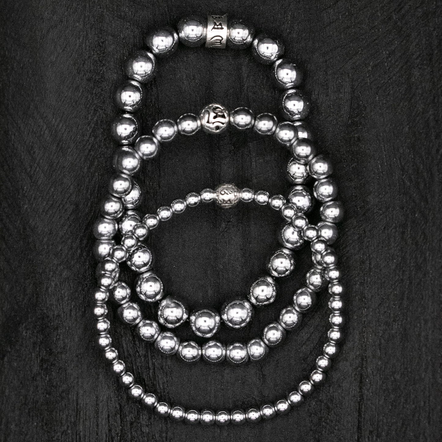 Silver Hematite Crystal Bracelet 6mm