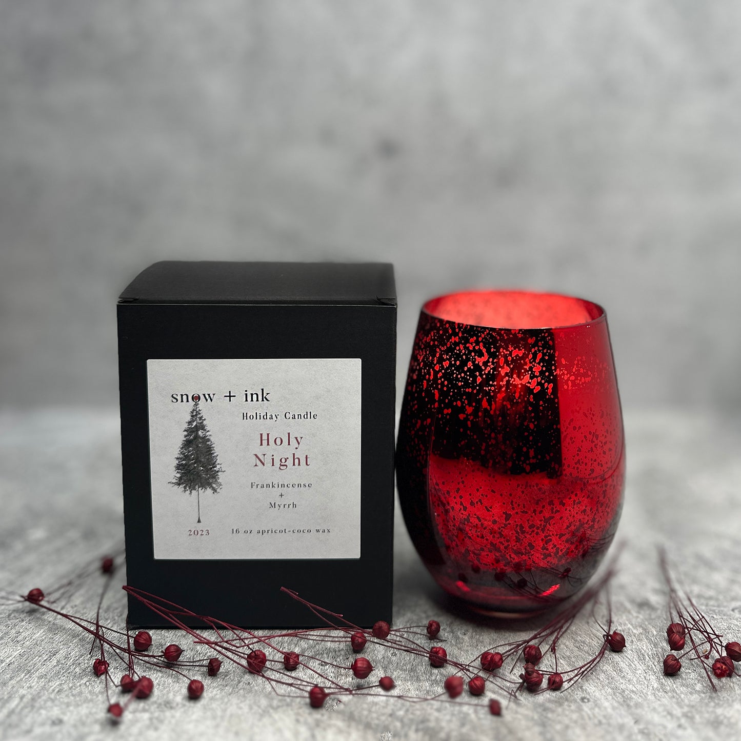 Red Wine Glass Christmas Candle