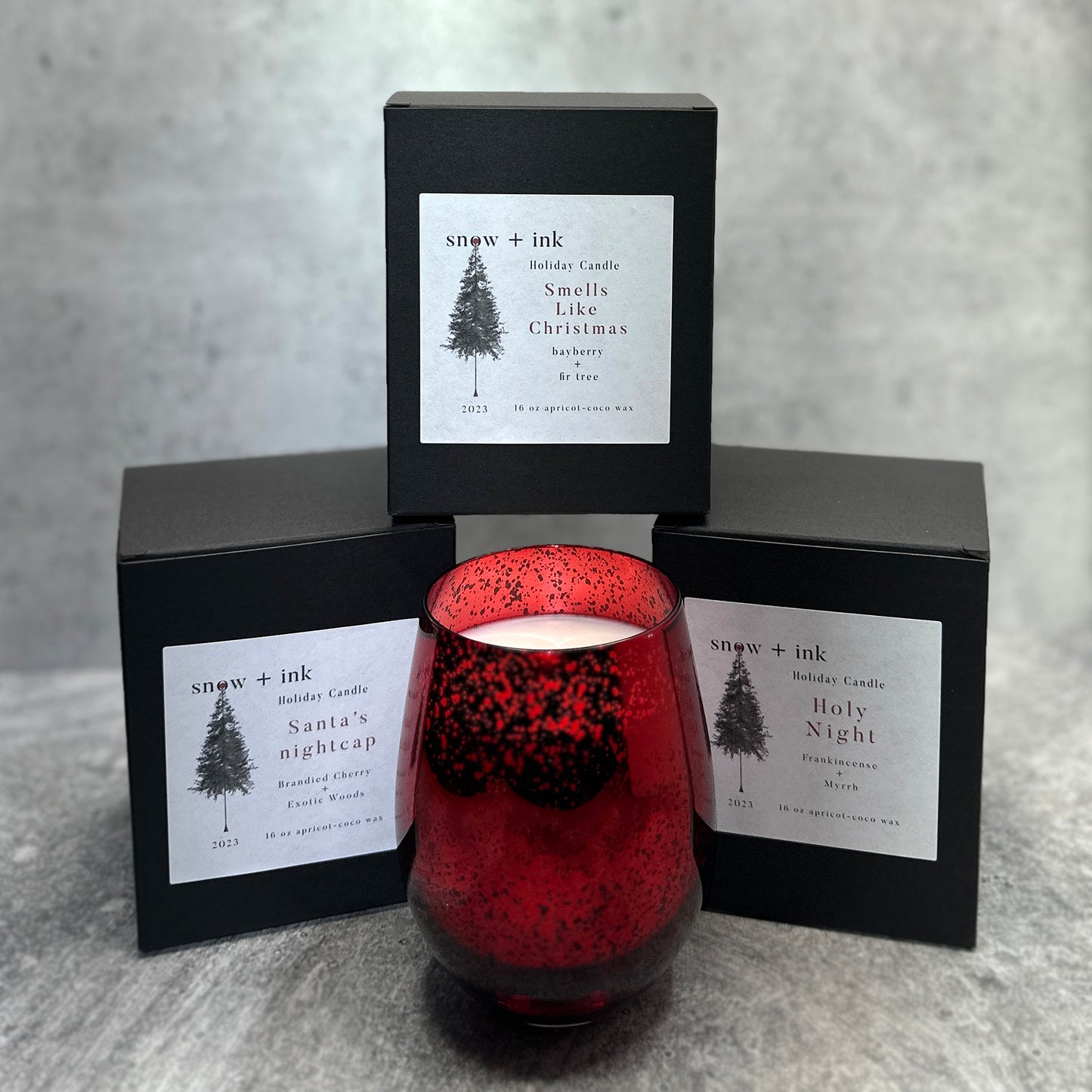 Red Wine Glass Christmas Candle