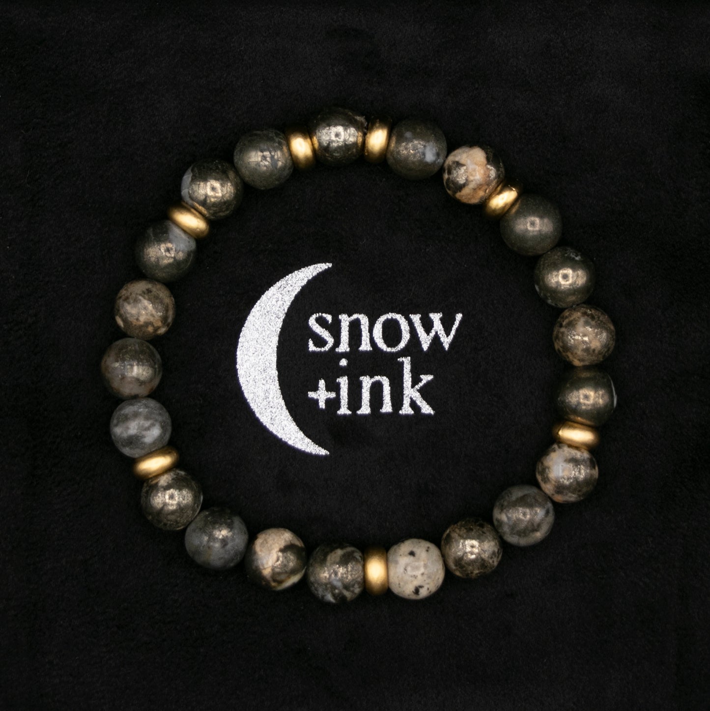 Gold + White Pyrite 8mm
