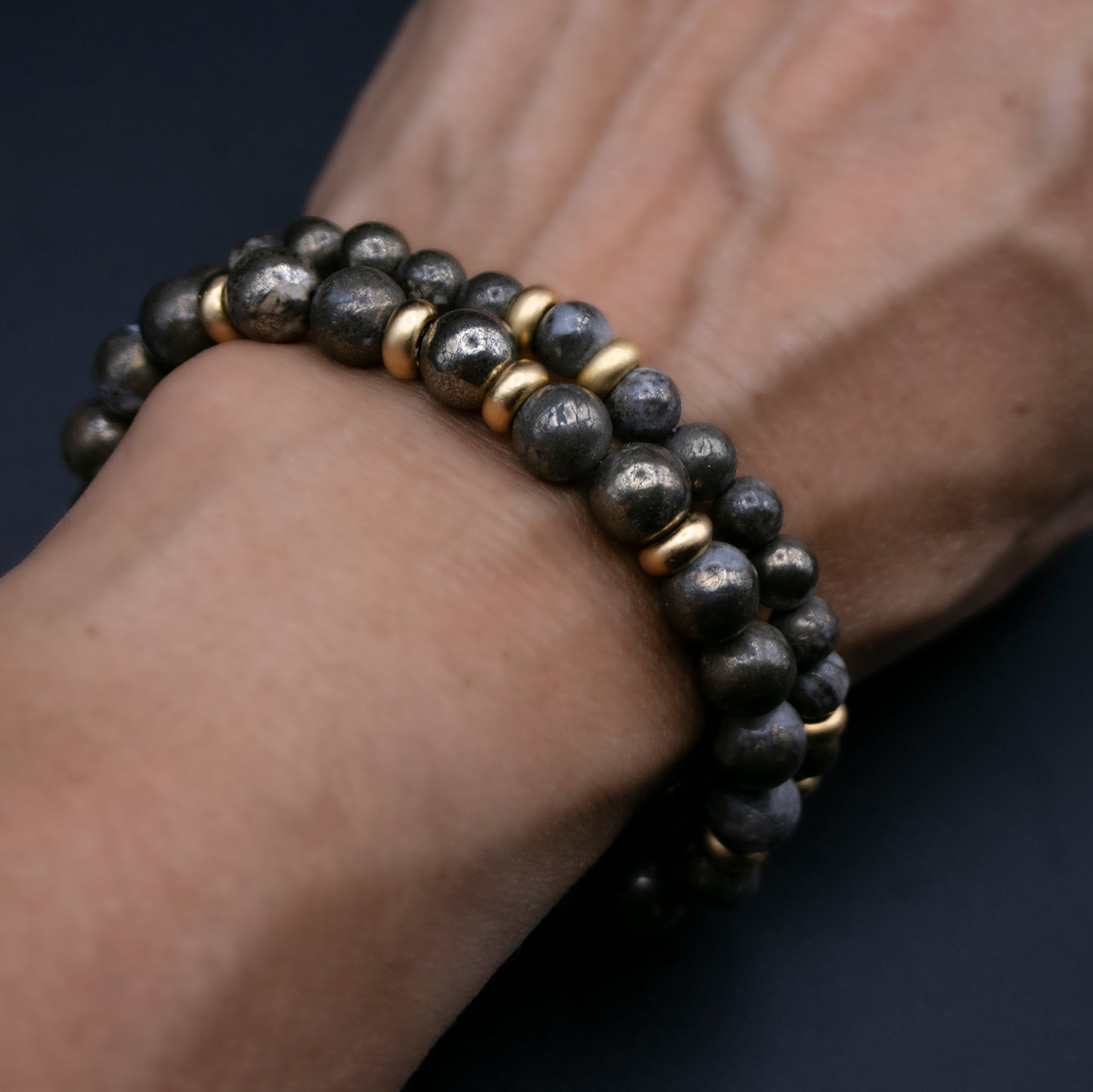 Gold + White Pyrite 8mm